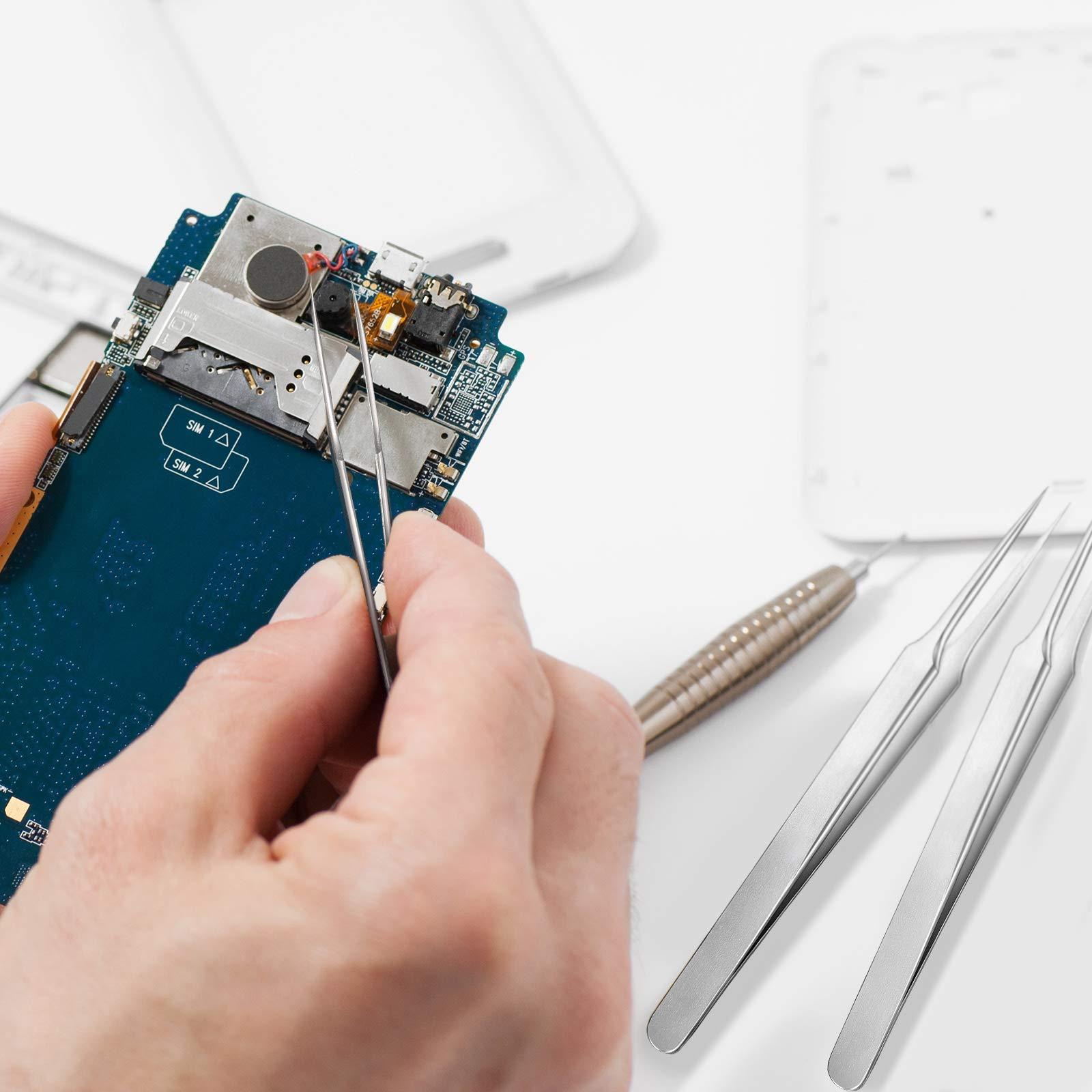 Mudder 3 Pieces Ingrown Hair Tweezers Stainless Steel Splinter Tweezers Pointed Blackhead Remover Precision Eyebrow Tweezers for Facial Hair, Ingrown Hair, Splinter and Blackhead Remover (Silver)