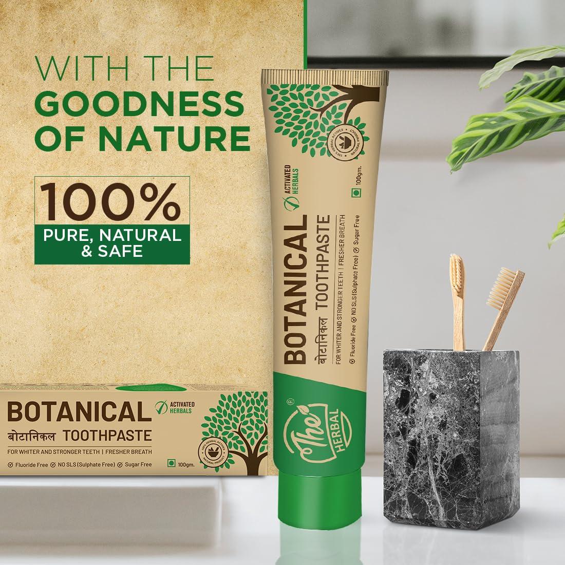 The Herbal The Herbal Botanical Toothpaste100g | 100% Herbal Actives Oral Care & Toothpaste | Toothpaste For White Teeth, Stronger Teeth and Fresh Breath | Sls Free Toothpaste, Sugar Free | Pack of 6