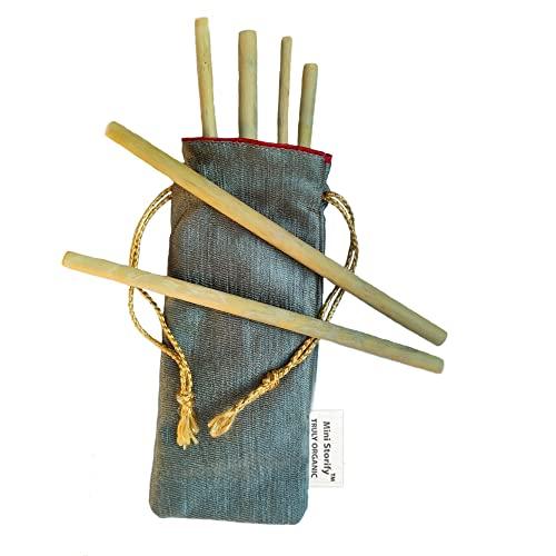 Mini Storify Truly Organic Mini Storify Truly Organic Bamboo Straws for Drinking juices and Smoothies and Also Suitable for hot Drinks Coffe and Tea (8 inch) .4 pcs