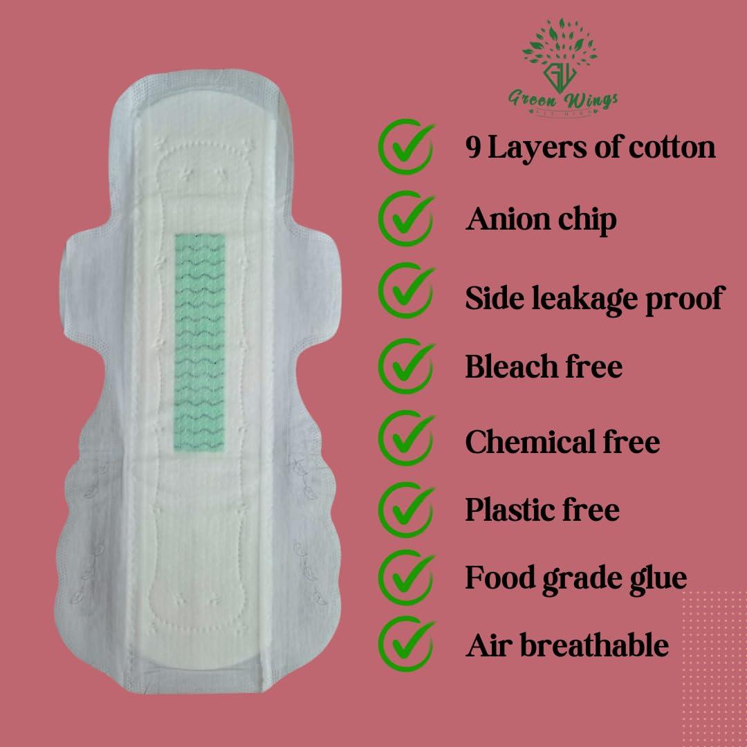 Green Wings Fly High Green Wings Sanitary Napkins Medium 12 Pads