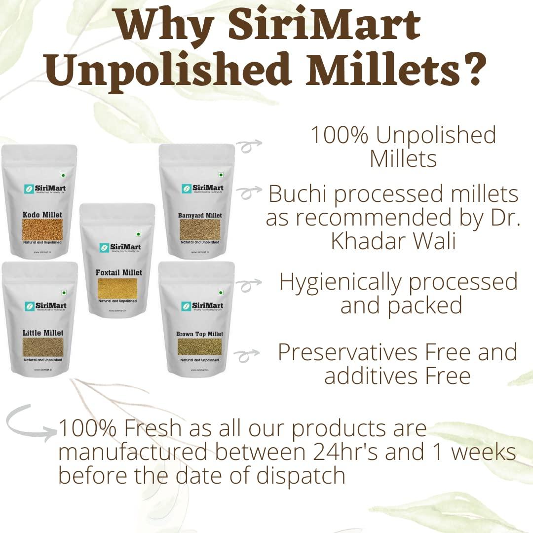 generic Unpolished Siridhanya Millets Combo(750gm x 5) | Dr khadar vali 5 Positive Millets | Healthy Food Healthy Life |Make Millets as daily diet food