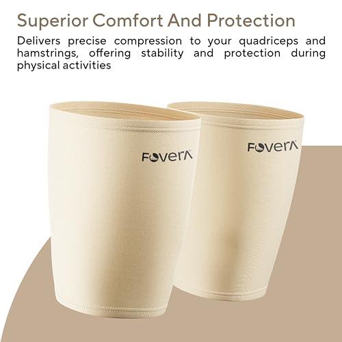 FOVERA FOVERA Thigh Support,Thigh Compression Sleeve for Quad and Hamstring Support for Men and Women (Size - M, 1 Pair)