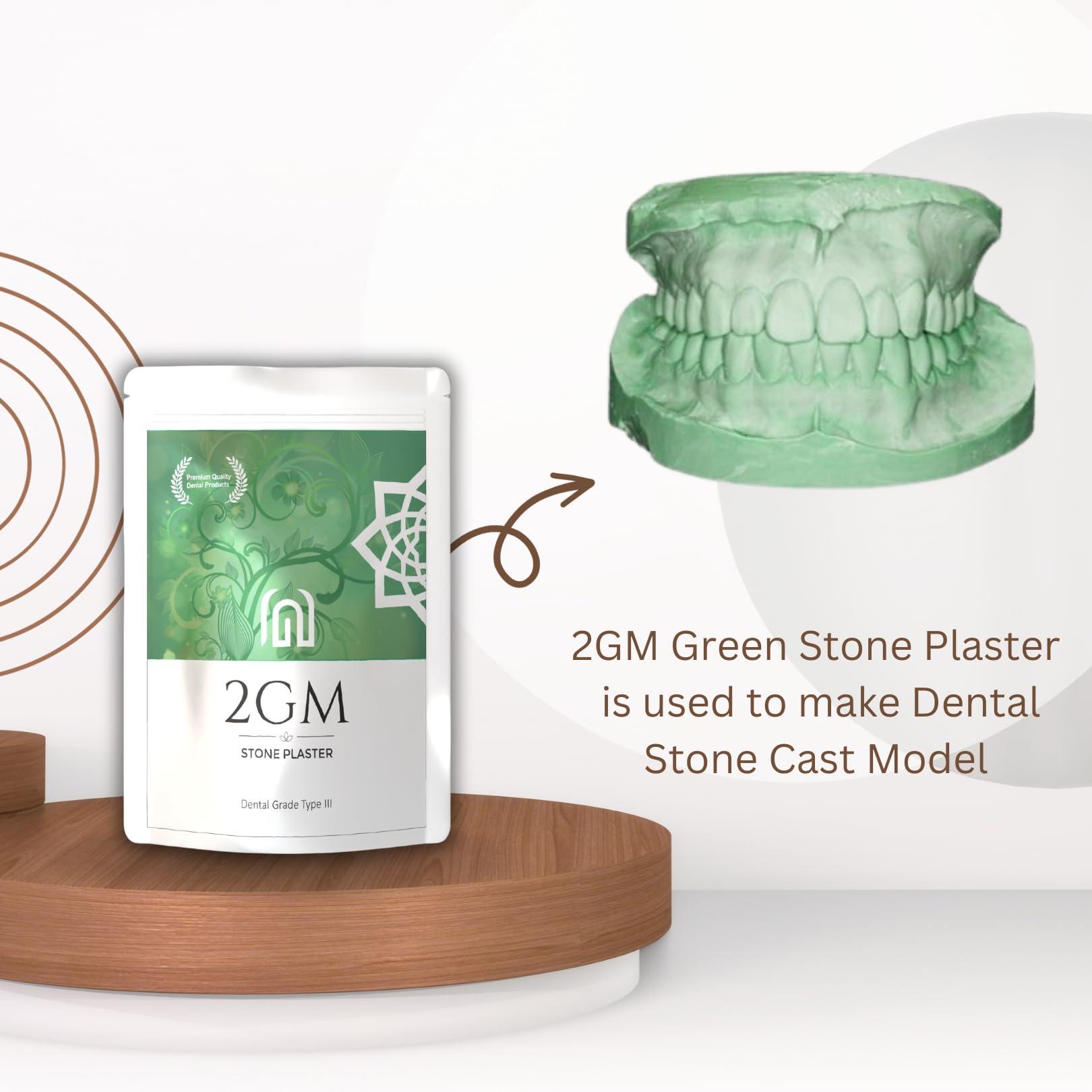 2GM 2GM Dental Stone Powder for Prosthetic Teeth Making, Used for Study, Casting Models & Dentist Laboratory Operations, Idols Leg/Hand Casting, Gypsum Powders, Type III, Pack of 1 (3 Kg) (Green)