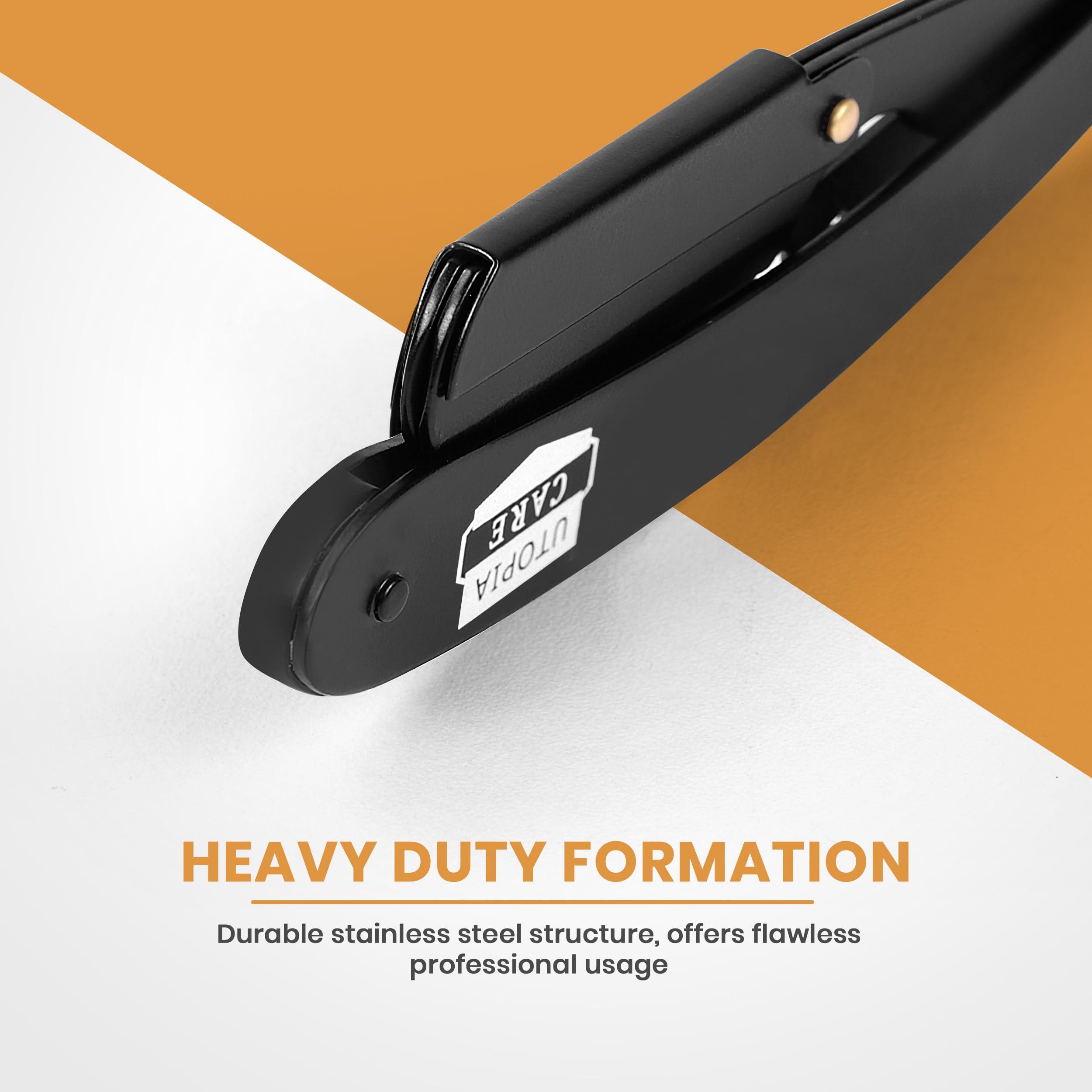 Utopia Care Professional Barber Straight Edge Razor Safety with 100 Derby Blades - 100 Percent Stainless Steel - by Utopia Care