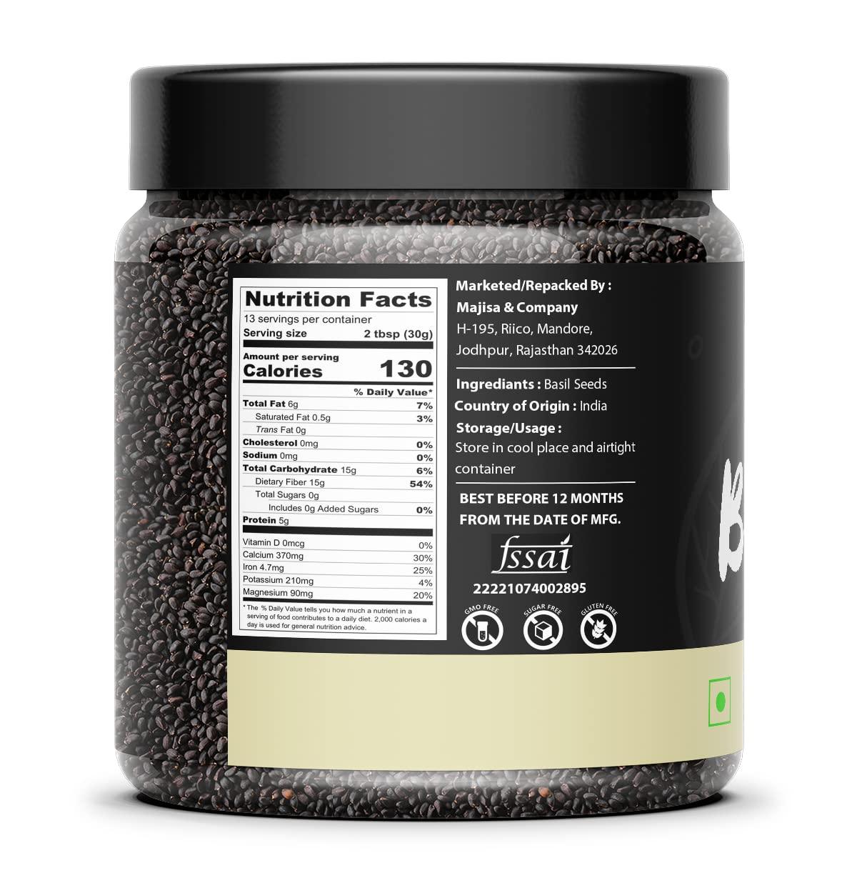 Elly Nuts Elly Nuts Combo Pack of Raw Basil Seeds 250 gms Each Total 500 gms | Tukmariya Seeds| Sabja Beej| Natural Basil Seeds| Falooda Seeds [Jar Pack] - Diwali Gift Pack