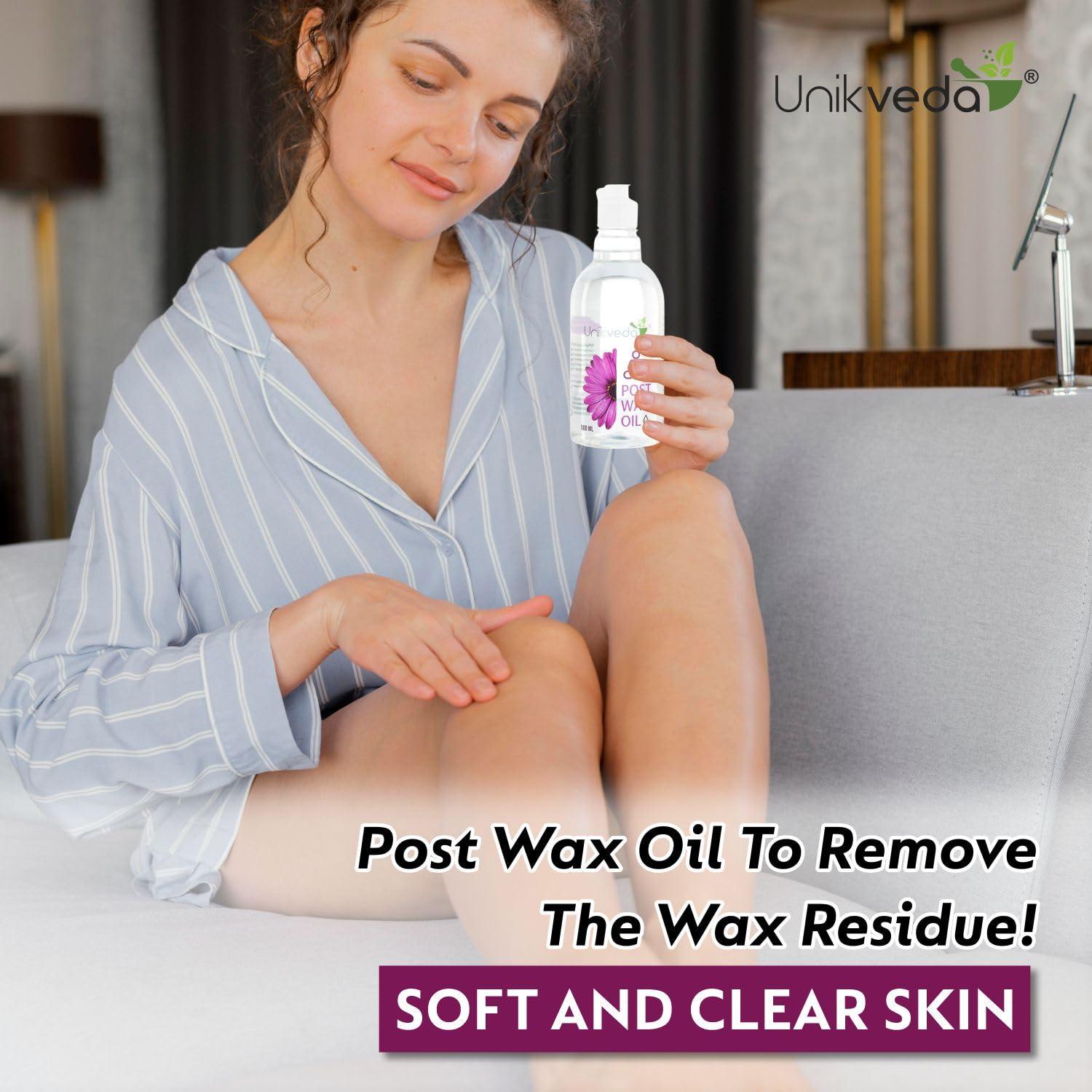 UNIKVEDA UNIKVEDA After Wax Oil For Smooth n Shiny Skin, Guarding Against Rashes n Irritated Skin After Waxing With Sweet Almond Oil, Vitamin E n Tea Tree Oil | Post Wax Oil For Women, 500ML