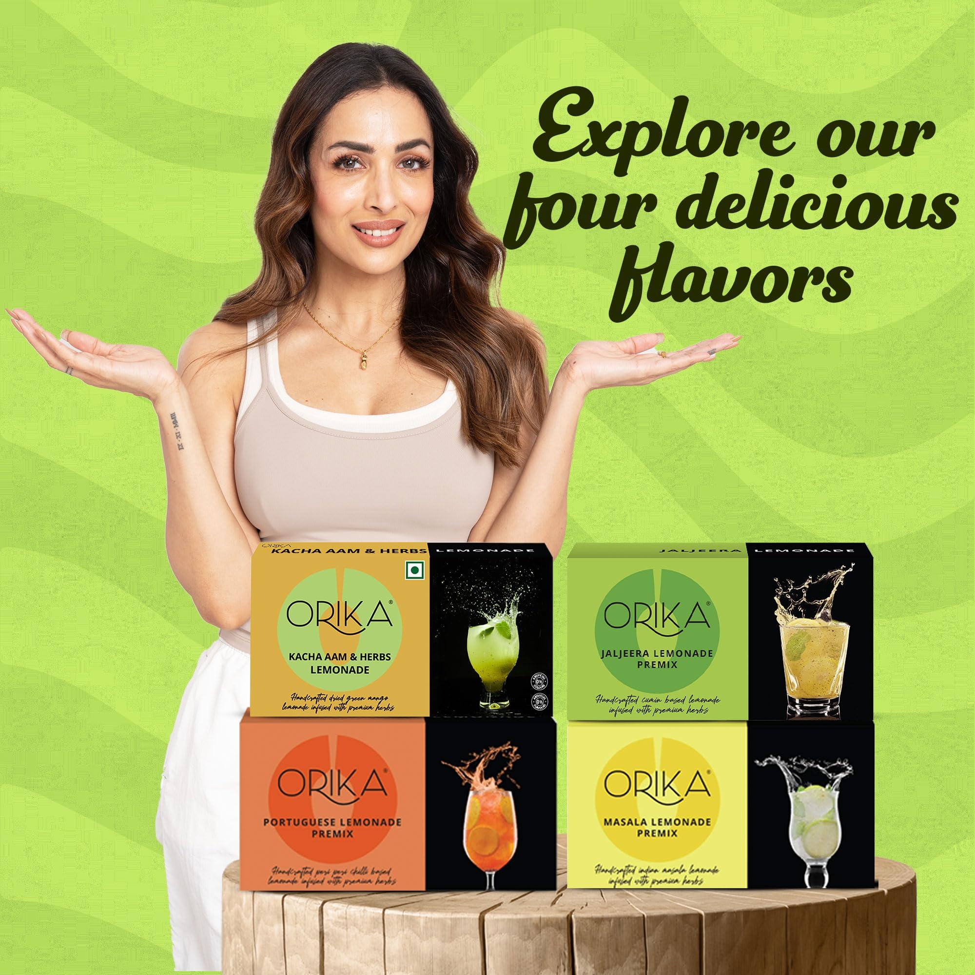 Orika Orika Jaljeera, Masala & Portuguese Lemonade Variety Pack | 60 Sachets (20 Sachets Each Flavour) 1.14kg | Infused with Premium Herbs | Handcrafted Instant Drink Premix | Refreshing Summer Drink