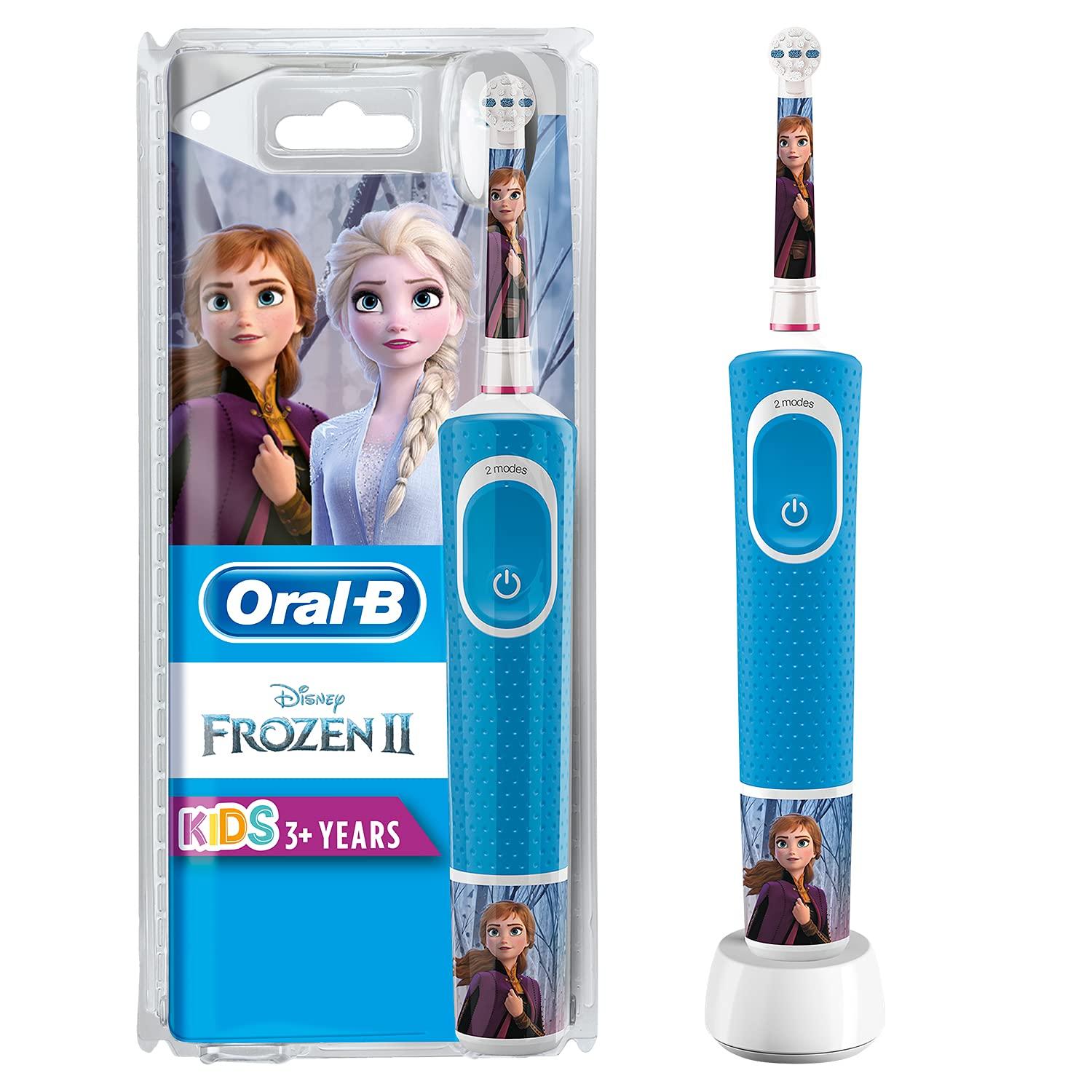 Oral-B Oral B Kids Electric Rechargeable Toothbrush, Featuring Spider Man, Extra Soft Bristles, Age 3+ & Oral B Kids Electric Rechargeable Toothbrush, Featuring Frozen Characters