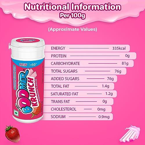 Boomer Boomer Krunch Chewing Gum | Strawberry Flavour Bubble Gum | Long-Lasting Taste & Fun | Pocket-Friendly & Easy to Carry Tube | Show Box Pack |230.4 g
