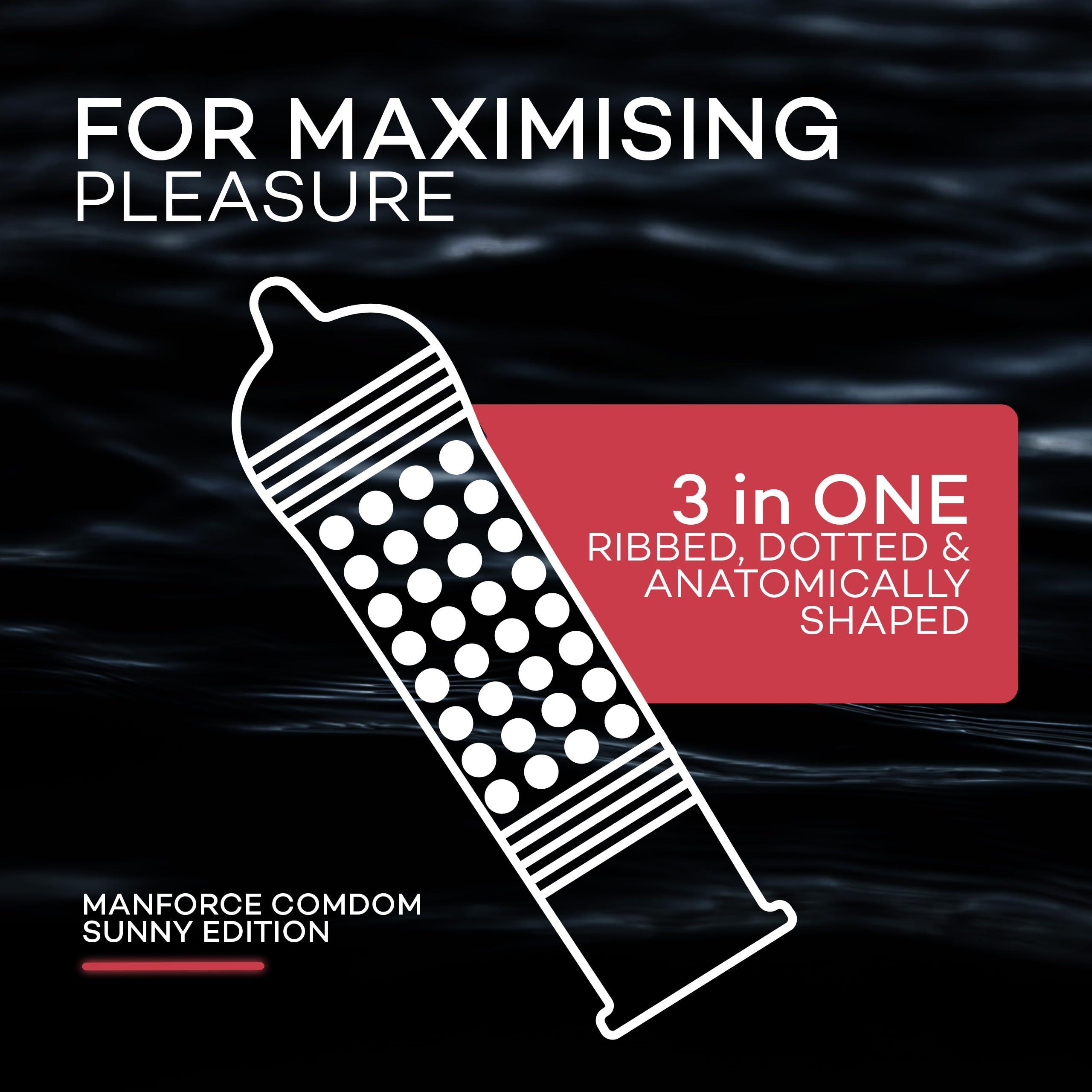 Manforce Manforce Sunny Edition Condoms | 40 Pcs | Ribbed, Dotted & Anatomically Shaped Condoms | For Enhanced Pleasure Of Both | Indias No. 1* Condom Brand For Safe Sex.
