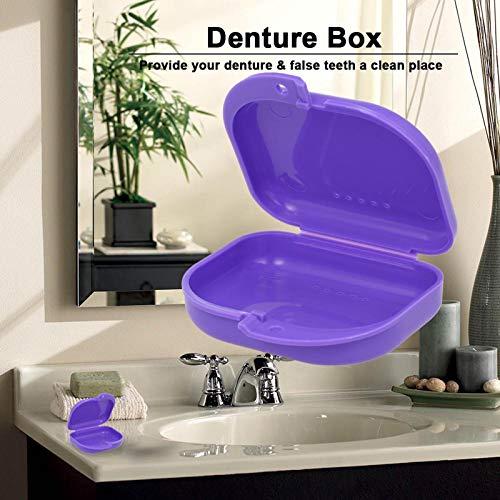 Qnotici Denture Box Denture Case Dental False Teeth Cleaning Box Denture Bath Container Retainer Denture Holder