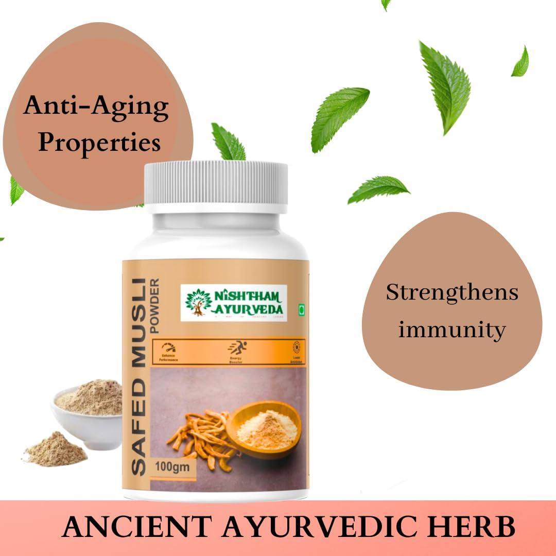 Nishtham Ayurveda ORGANIC SAFED MUSLI POWDER BY NISHTHAM AYURVEDA,100gm