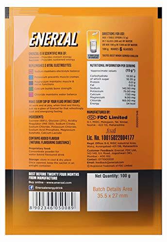 Enerzal Enerzal Energy Drink Powder Combo Of Orange & Lime 100 Gm (Pack Of 10)