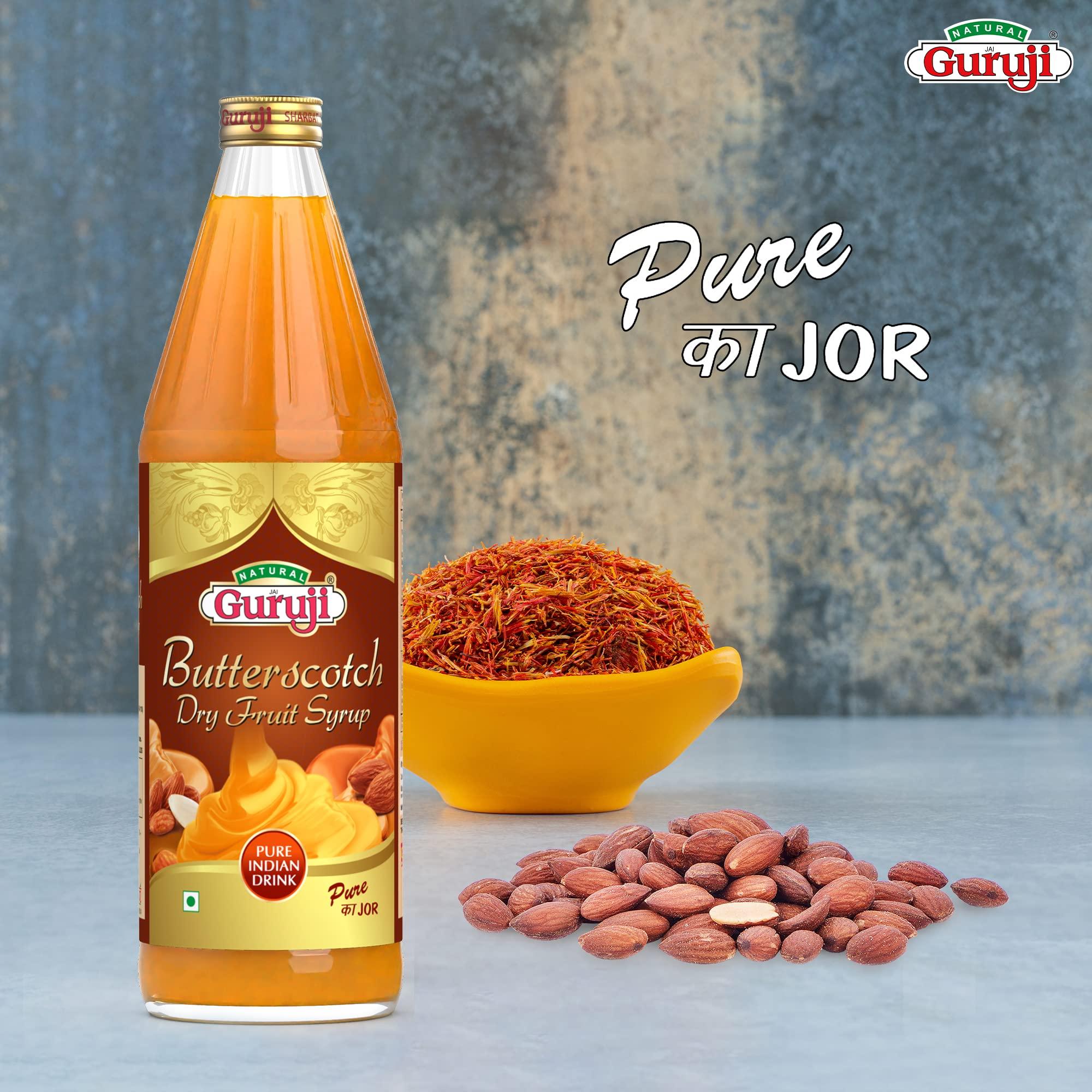 Jai Guruji Jai Guruji Butterscotch Dry Fruit Syrup Sharbat, Instant Refreshing Drink For Summer (Mix with milk Only)  750ml