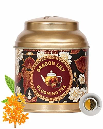 SAN-CHA SAN-CHA Tea Boutique, Dragon Lily Blooming Tea, Flowering Tea, Ornamental Tea, Hand Woven, Osmanthus & Lily Flower Tea, Blooming Tea Flower, Green Tea, 190 Gram