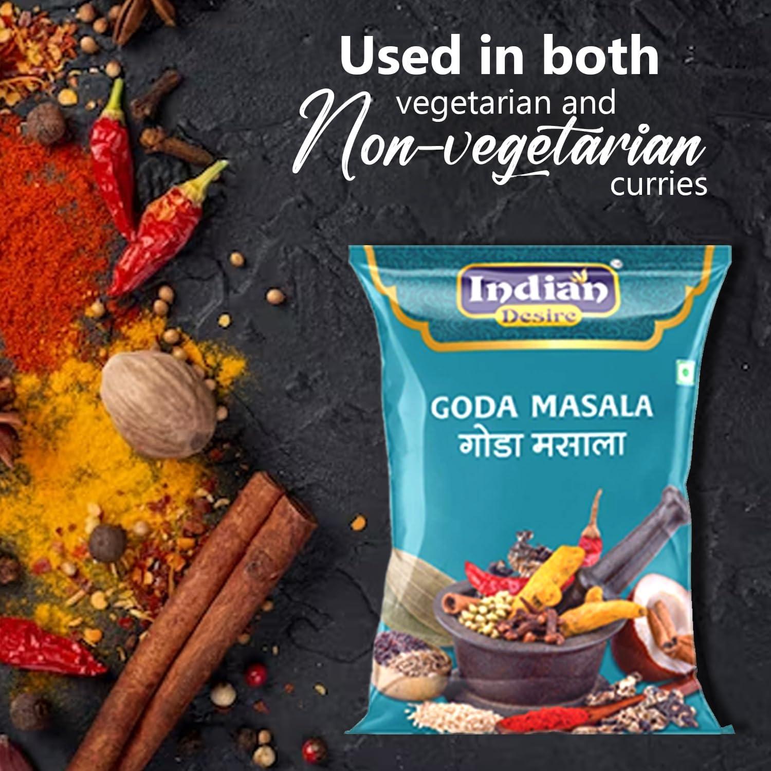 Indian Desire Indian Desire Goda Masala Authentic & Homemade Artisanally crafted Goda Masala Powder Vegetable Masala | for Healthy Cooking | Ready to Cook | Pure & Hygiene | Spice Mix (200g,Pack of 4)