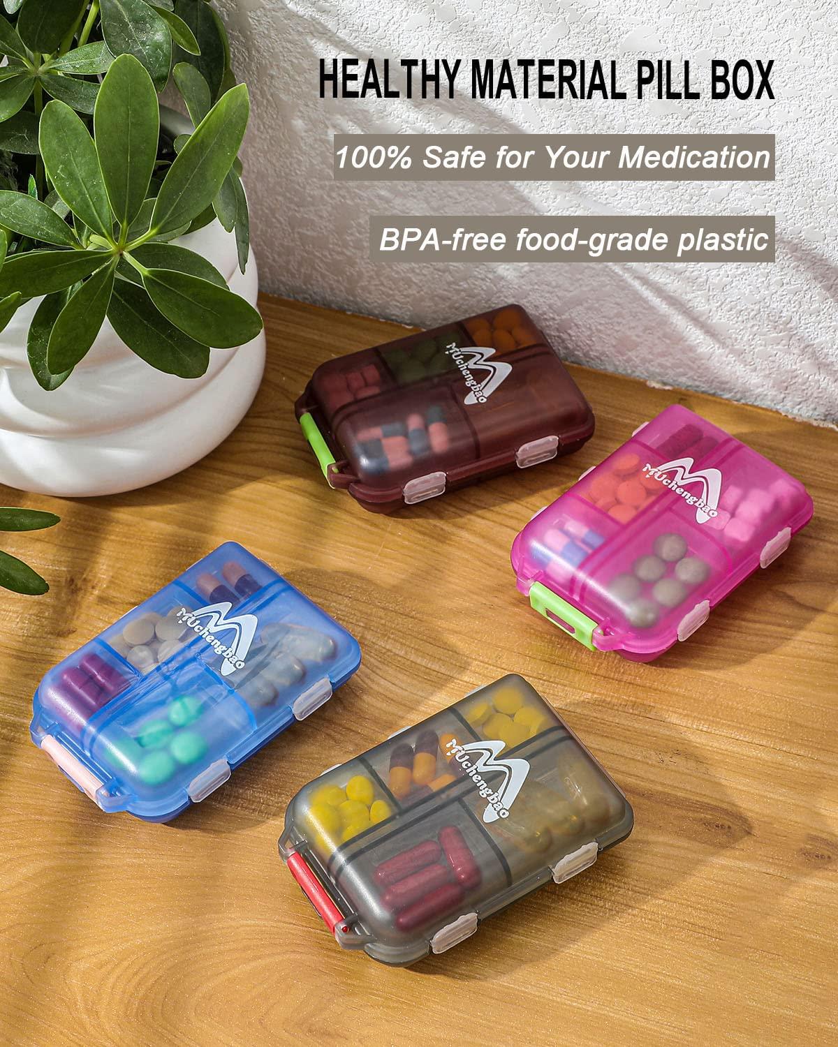 M MUCHENGBAO 4 Pack Pill Case Portable Small Weekly Travel Pill Organizer Portable Pocket Pill Box Dispenser for Purse Vitamin Fish Oil Compartments Container Medicine Box by Muchengbao
