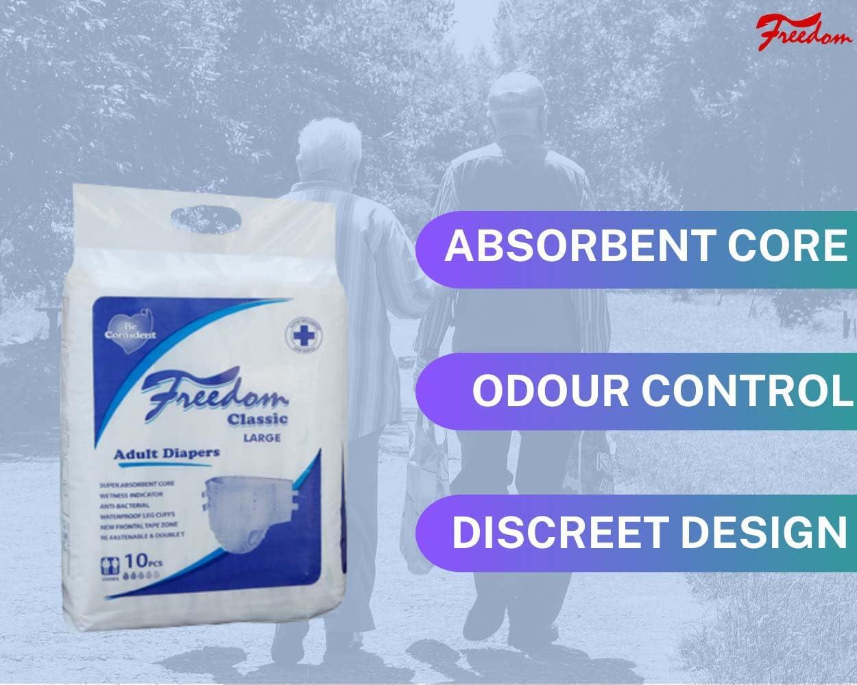 UNIGUL\'S Freedom Classic Adult Diapers - Comfortable, Reliable, and Discreet Incontinence Protection with Superior Absorbency and Odor Control (M)