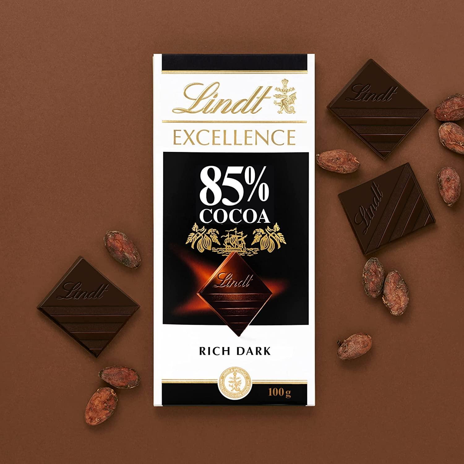 Lindt LINDT Excellence Dark 70% Cocoa Chocolate Bar and LINDT Excellence Dark 85% Cocoa Chocolate Bar | Pack of 2 | 100gm