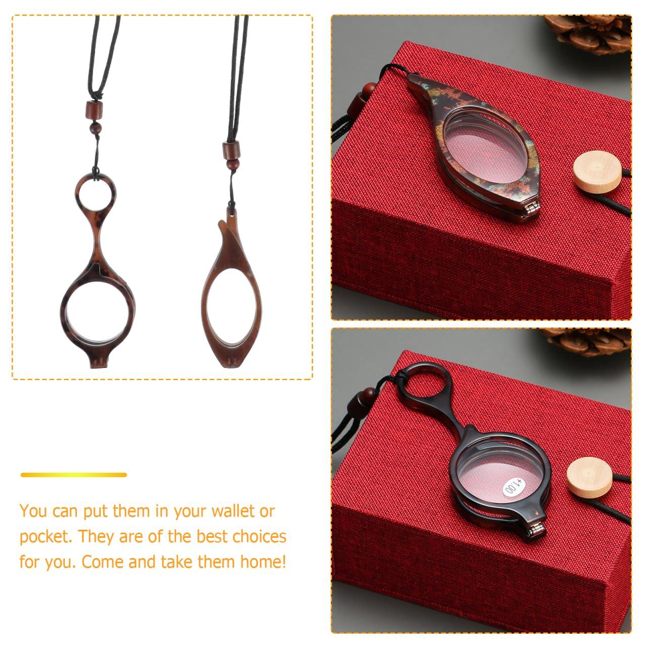 FOMIYES FOMIYES Necklace Folding Reading Glasses, 2 Pcs 1 Set Portable Hanging Neck High- definition Glasses, Exquisite Mini Readers Glasses for Men Women
