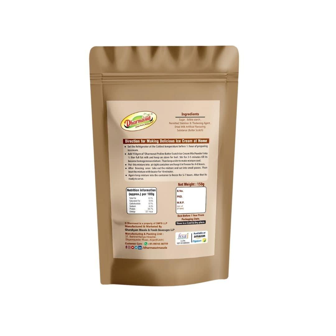 Dharmasut Premium Butterscotch Instant Ice cream Premix Powder Extra Softness 1050g (150g*7)