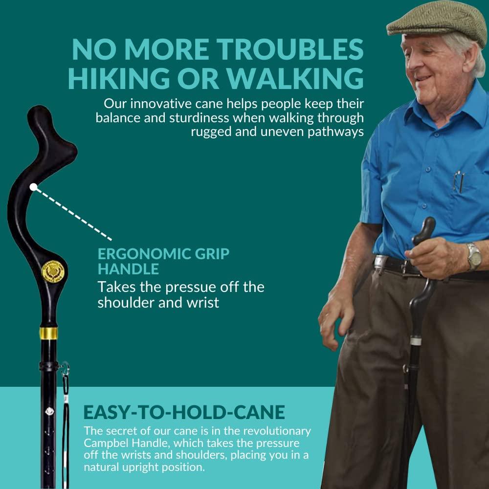 Posture Cane Campbell Posture Cane Foldable Walking Cane for Men and Women - FSA/HSA Eligible - Editorial Recommended