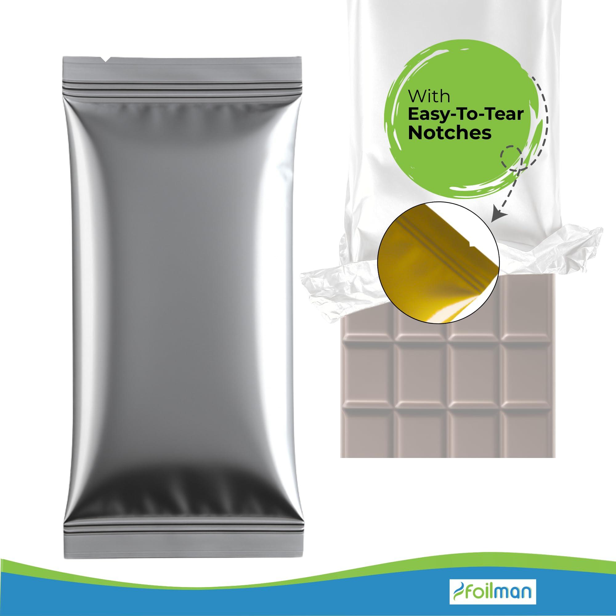Foilman Foilman - Heat Seal Bags {Metallized} For Chocolate Bar Wrapping - Color Dark Gold- Fits Bar Size 2.25 x 5.5 Inches (100 Pack) (Silver)