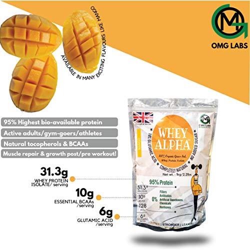 OMG LABS WHEY ALPHA 95% PROTEIN MANGO 200g (Per serving size of 33gm, contains 31.3gm protein, 10gm BCAA, 6gm Glutamic Acid)