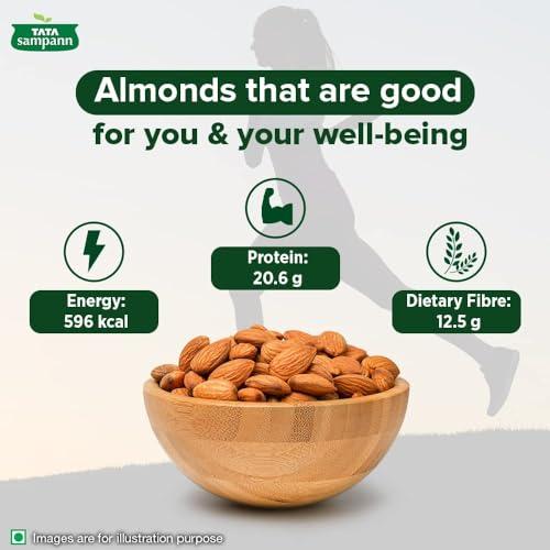 Tata Sampann Tata Sampann Pure California Almonds Whole, 1kg, Real Nuts, High in Fiber, Badam Giri, Rich in Protein, Magnesium, Phosphorus and Dietary Fibre, Nuts & Dry Fruits, Value Pack
