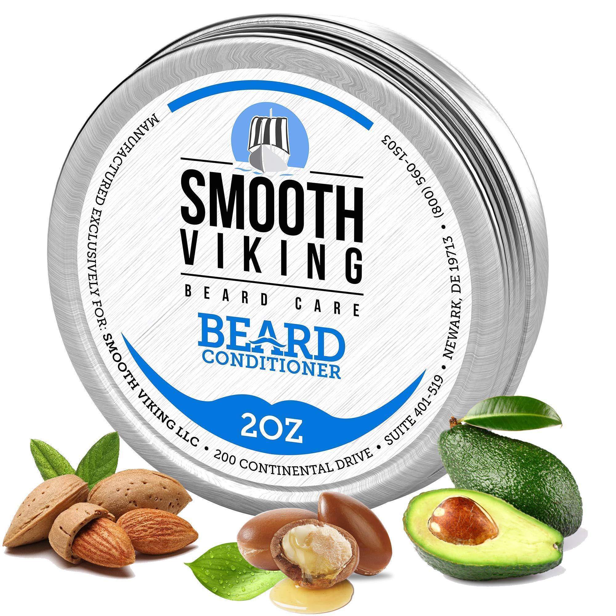Smooth+Viking Beard Conditioner for Men - Natural Wax Conditioning Softener that Soothes Itching - Use With Beard Oil and Balm for Best Results and Growth - Argan Oil, Shea Butter and Beeswax - 2 OZ - Smooth Viking