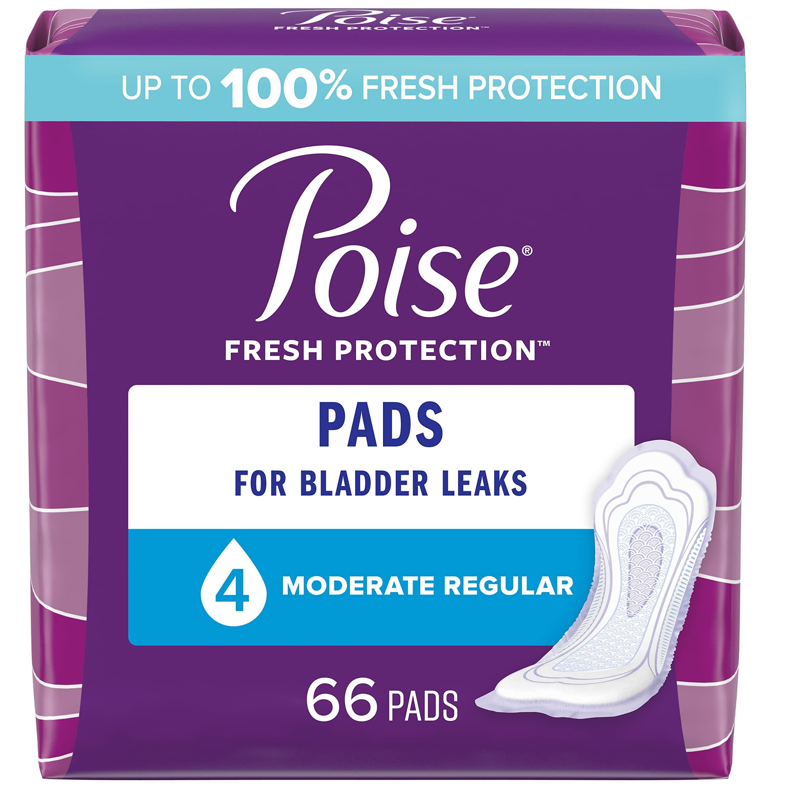 Poise Poise Incontinence Pads, Moderate Absorbency, Regular, 66 Count