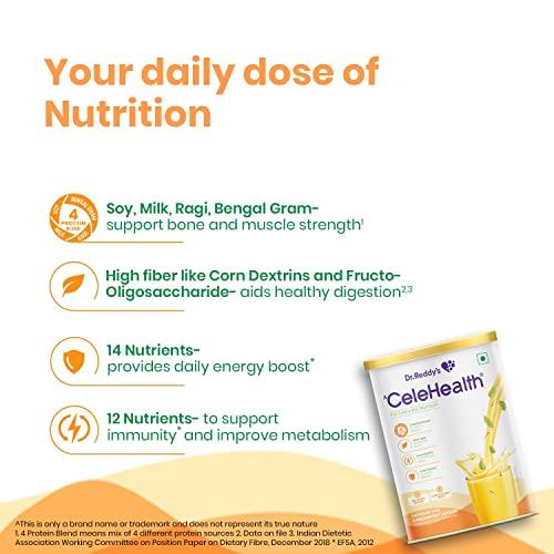 Celehealth Dr. Reddy’s Celehealth Nutritional Drink, Protein Supplement for Daily Use, Low Glycemic Index, Zero Added Sugar, Supports Muscle & Digestive Health, Saffron and Cardamon Flavour, 400g x Pack of 5