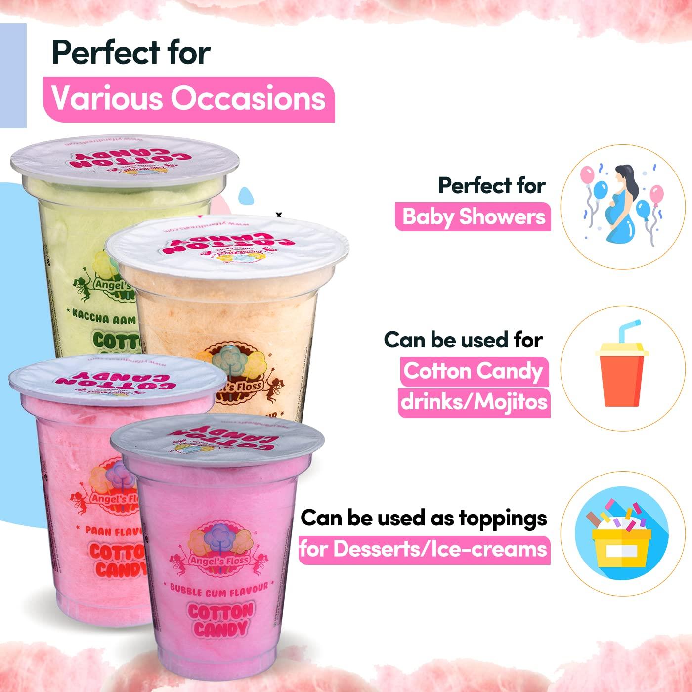 Angels Floss Angels Floss - Cotton Candy's - 12 gms Each - Pack of 12 (6 Bubble Gum + 2 Kaccha Aam + 2 Caramel + 2 Paan)