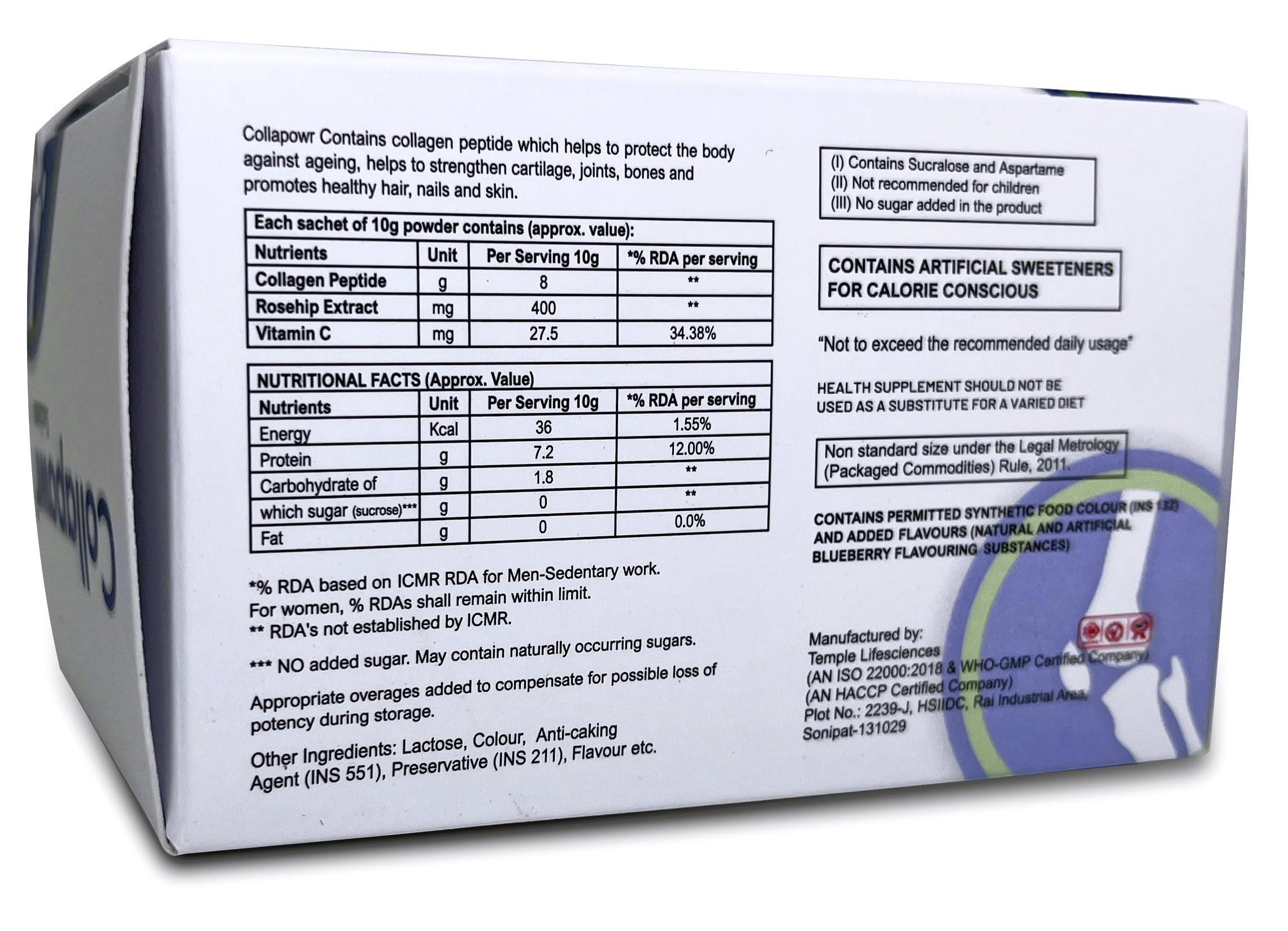 Medicyes Collapowr Marine Collagen peptides, Rosehip And Vitamin-C Sachet(Orange Flavour) (10 x 10 g)