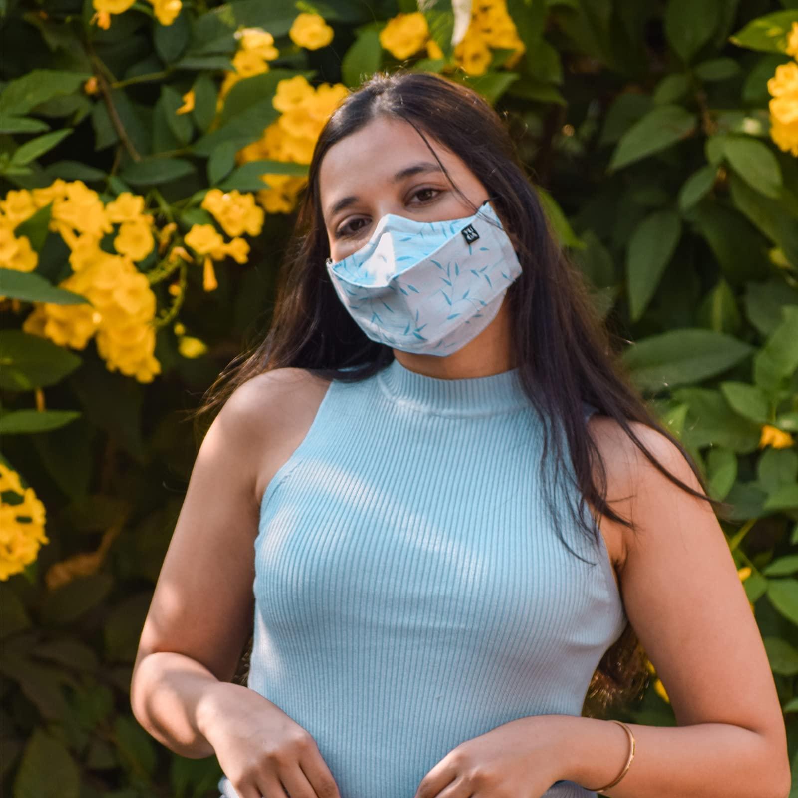 YUGA YUGA Cotton Reuseable Mask (Galaxy Black, Blue Candy, Pearl White, Without Valve, 3 Pieces) for Unisex