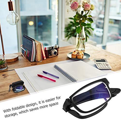 Artibetter ARTIBETTER Folding Nearsighted Myopia Glasses Foldable Reading Glasses Readers Compact Computer Reading Glasses Blue Light Blocking Glasses with Case for Women Men 200 Degree