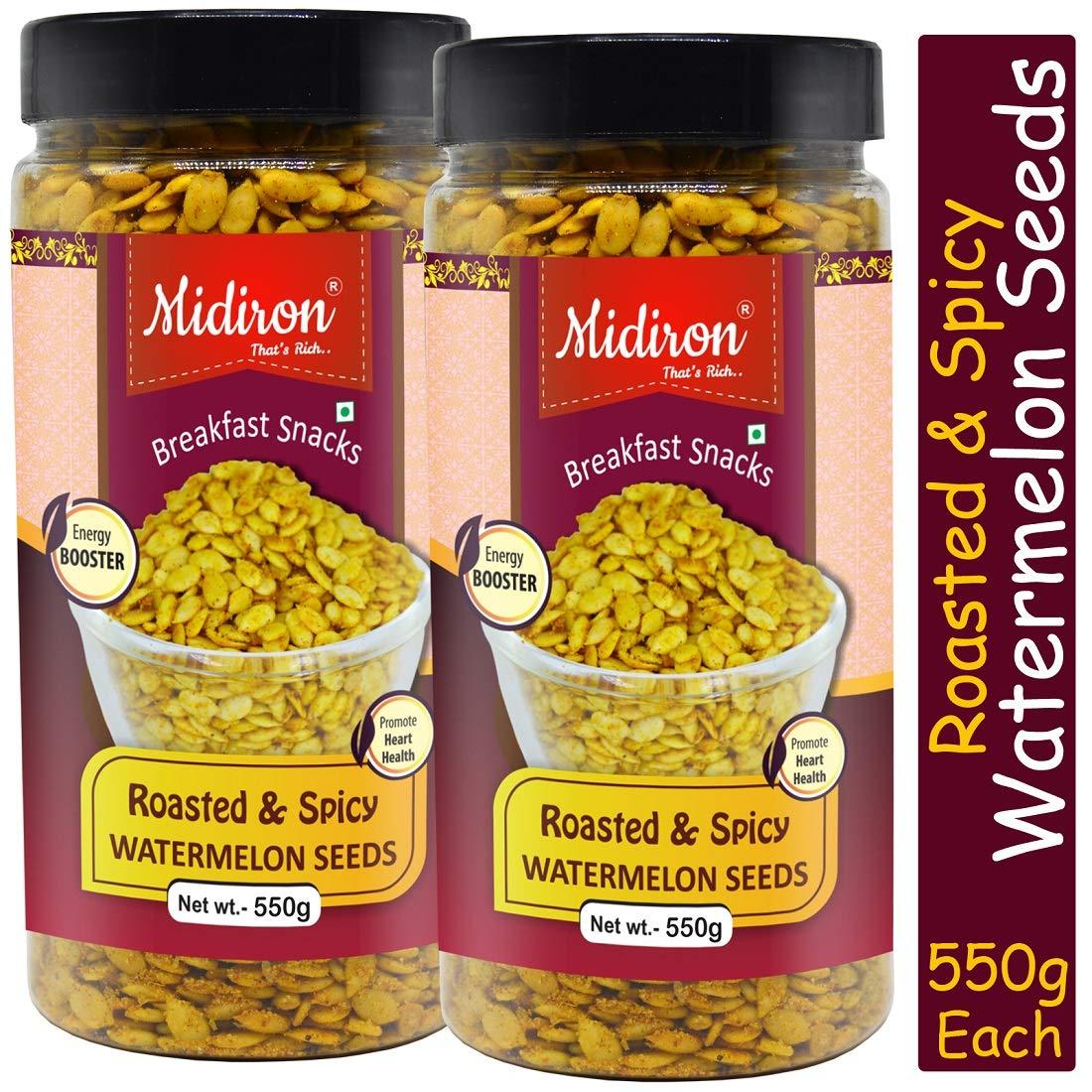 Midiron Midiron Roasted Watermelon Seed, Spicy Watermelon Seed, Healthy breakfast snack (550 gm each) Pack-2