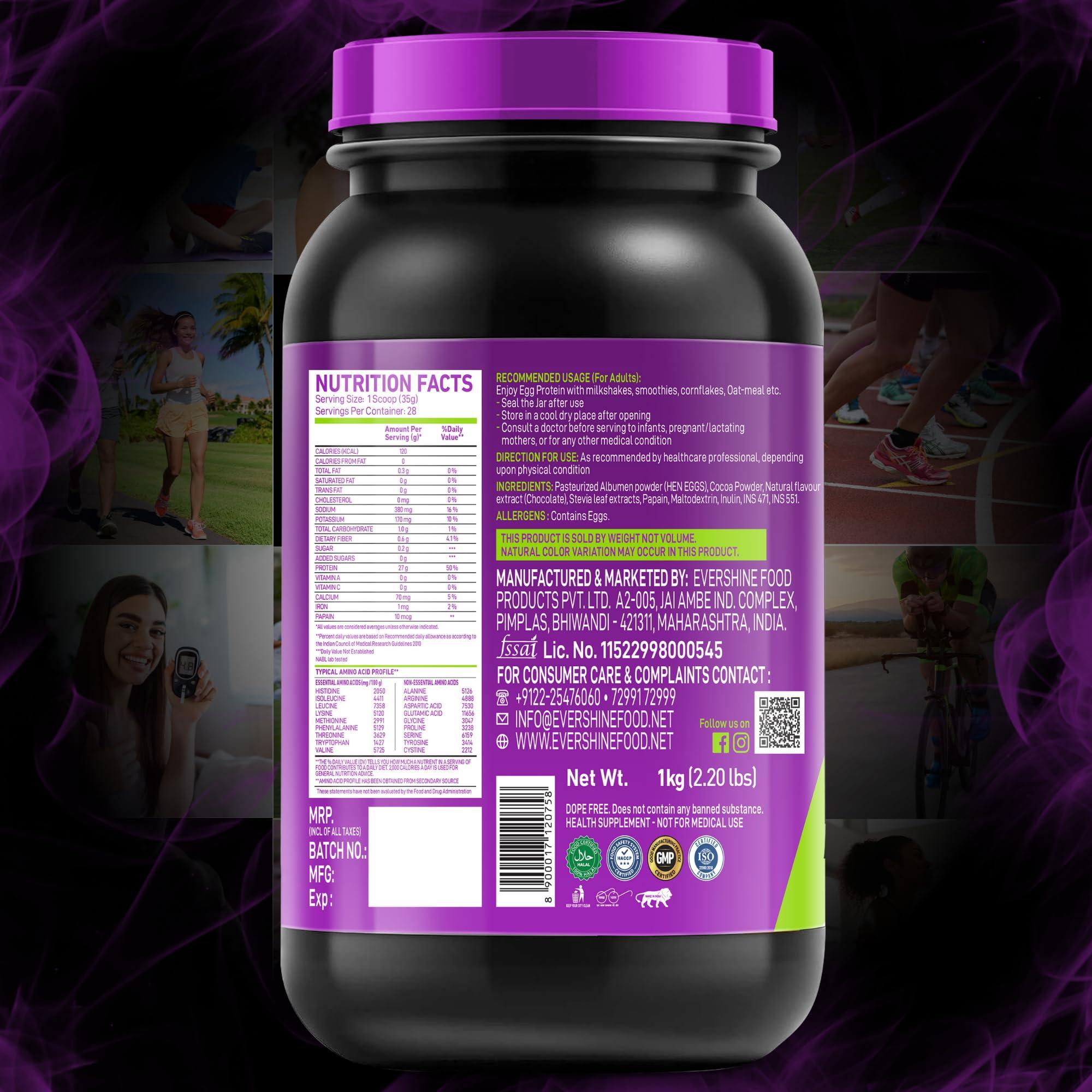 R.U.N-RISE UP NUTRITION R.U.N-RISE UP NUTRITION Egg White Protein Powder for Athletes,Gym & Fitness Enthusiasts |27g Protein & 14g EAA|Lactose, Soy & Gluten Free Egg Albumen Protein Powder for Immunity, Dark Chocolate -1kg