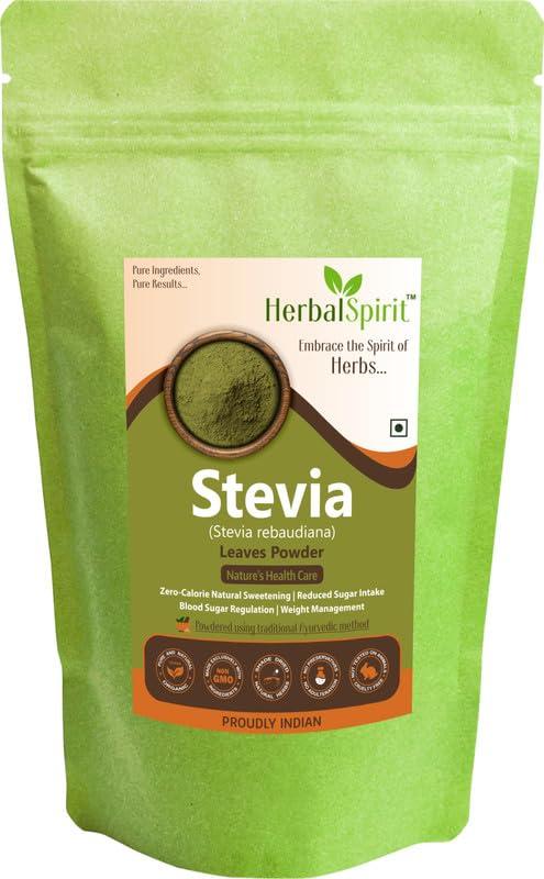 HerbalSpirit Herbal Spirit Organic Stevia Leaves Powder, 100gm | Stevia Leaf Powder | Organic Stevia Powder | Stevia Leaves Powder Organic | Pure Stevia Powder | Green Stevia Leaves Powder | Stevia Leaves Dry |
