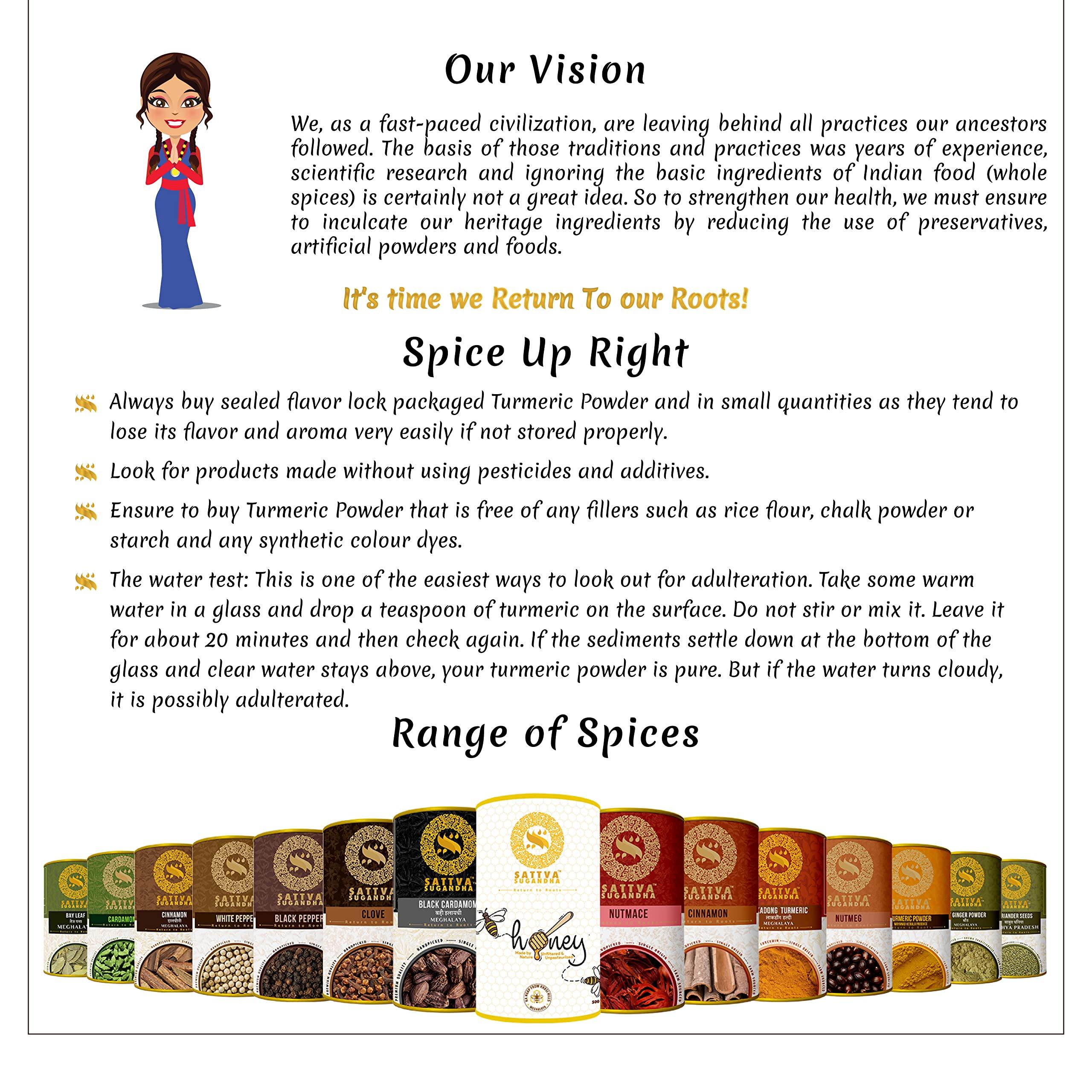 Sattva Sugandha Sattva Sugandha Lakadong Turmeric Powder Haldi Powder High Curcumin 8 - 9 percent from Lakadong Meghalaya (1kg)