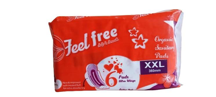 Feel free Soft & Smooth Feelfree cotton napkin 320 mm XL+ pads 6 PADS PER PACK(Pack of 5)