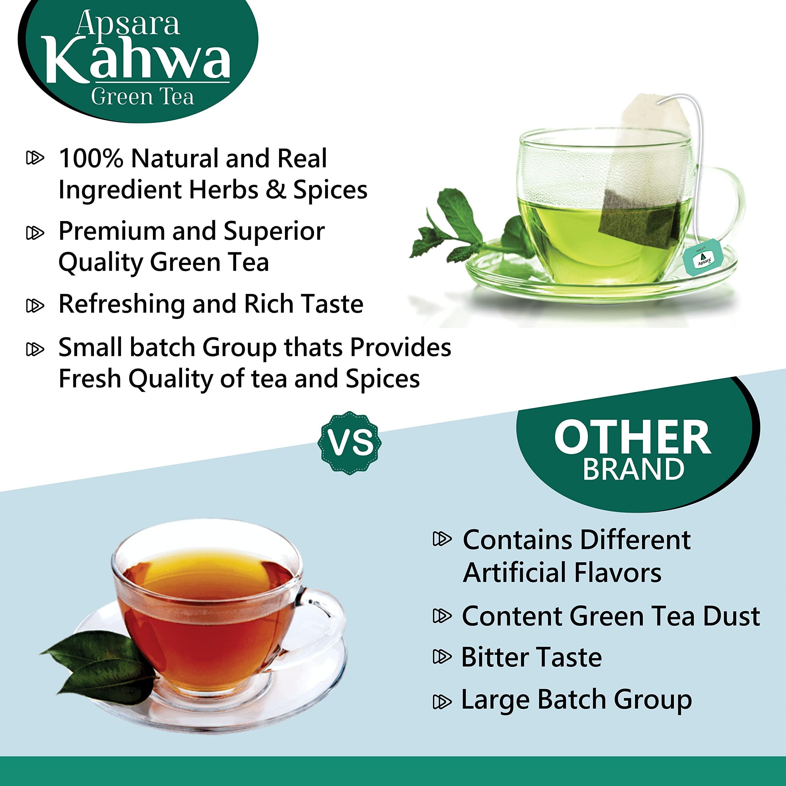 APSARA APSARA Detoxifying Kahwa Green Tea - 100 Tea Bags, Spiced Kashmiri Desi Kahwa Green Tea, Immunity Booster, Blended with Rock Salt, Tulsi, Cardamom, Cinnamon, Black Pepper, Ashwagandha Tea
