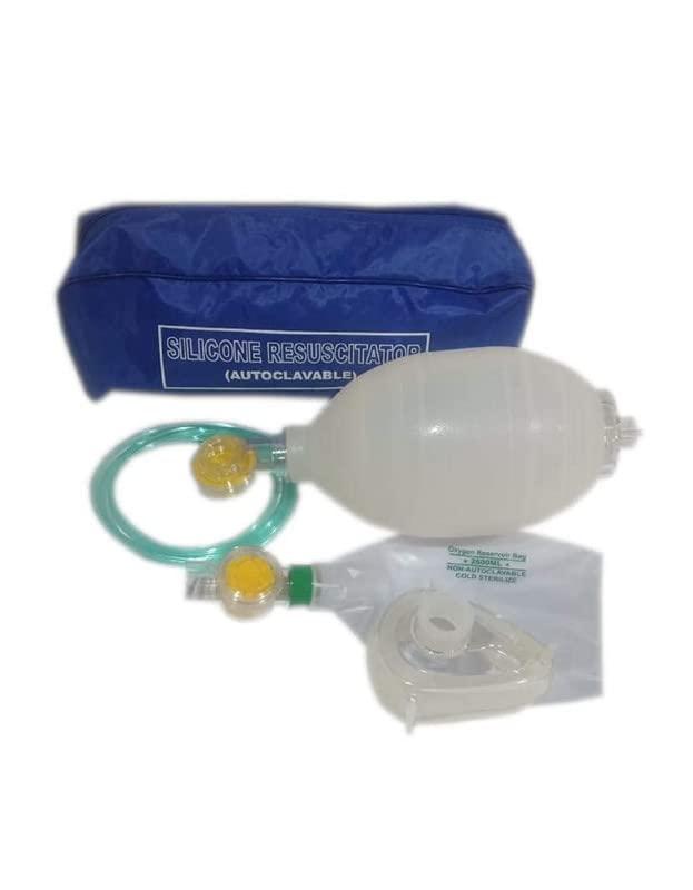 Jetflon Jetflon Ambu bag Silicone Adult Ambu Bag Green Self-Inflating,Face mask,Reservoir Bag & Oxygen tube (autoclavable) Resuscitator Manual Resuscitator Respiratory Exerciser