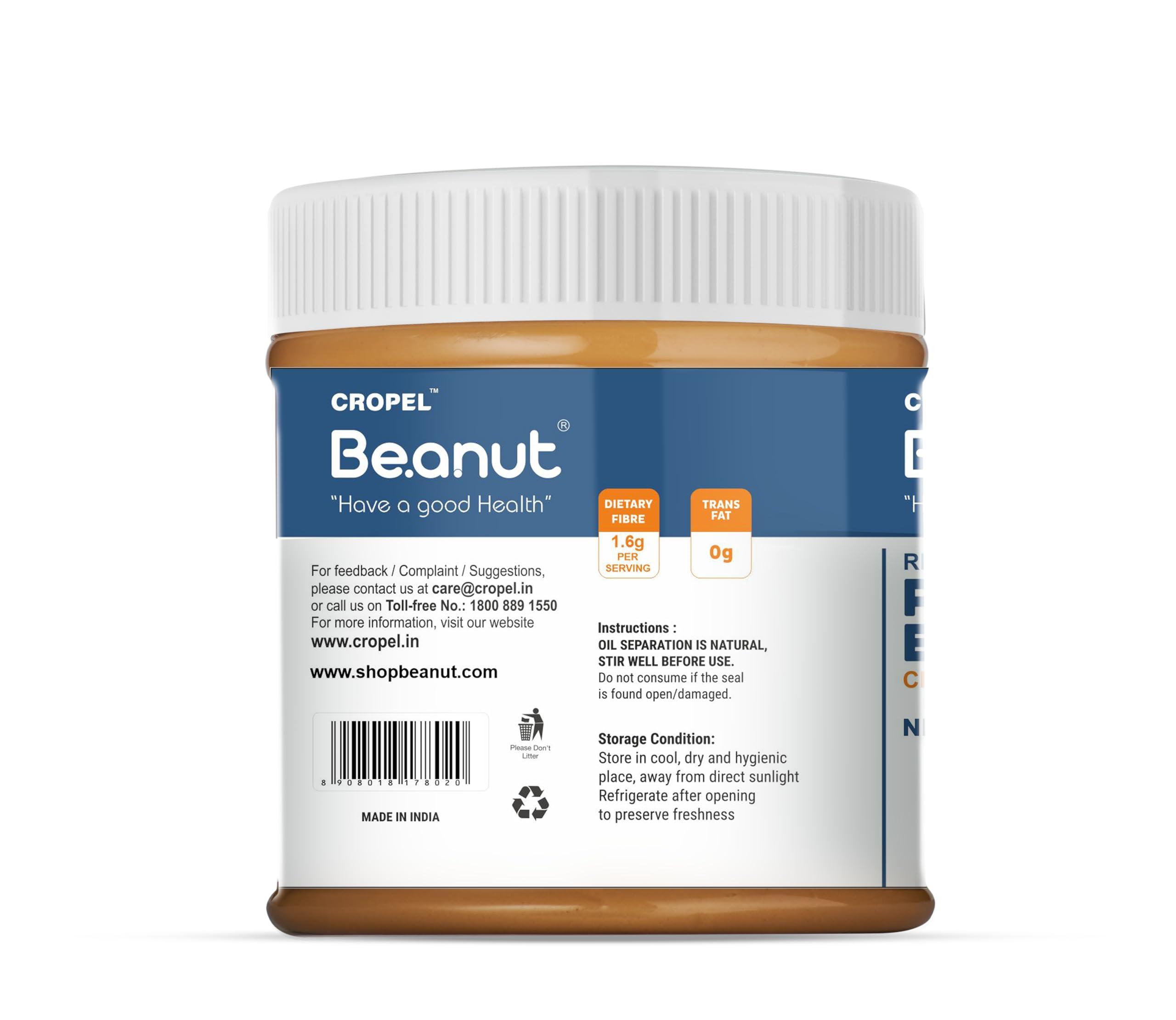 Beanut Beanut Peanut Butter Creamy is a Smart Choice From Real Roasted Pressed Protein, Non GMO, Gluten Free, Vegan And Cholesterol Free Gym, Exercise Daily Energetic-(510g - Pack of 1)
