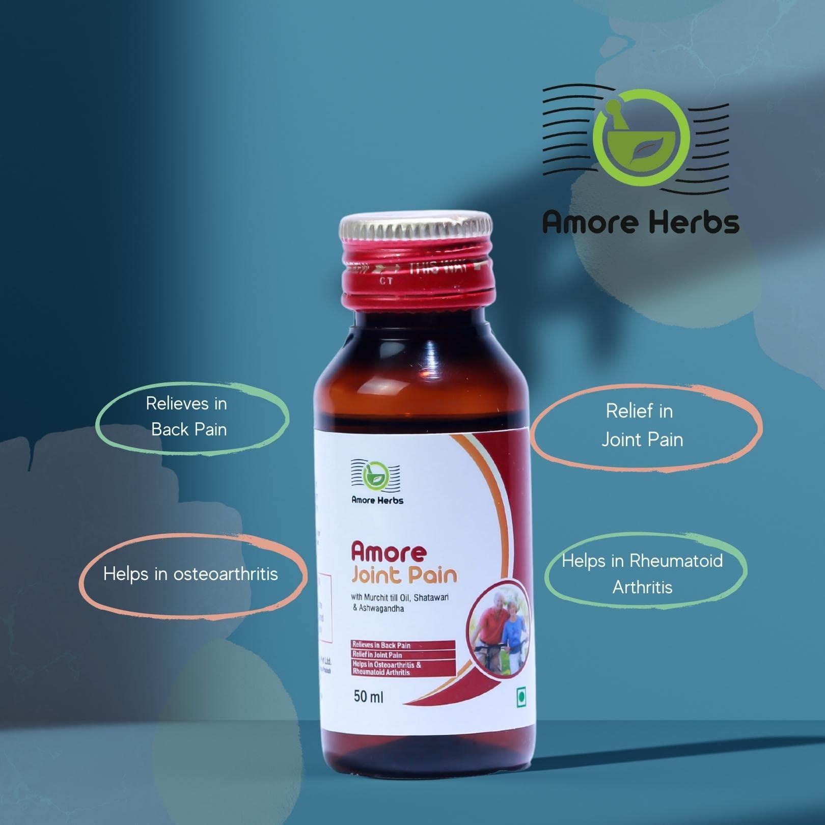 AMORE HERB Amore Joint Care Oil Ortho Pain Relief Oil An Effective Ayurvedic Massage Oil for Pain Relief, Joint Pain, Muscle Pain, Osteoarthritis | Visible improvement in 7 days (Pack of 3, 50ml X 3 = 150ml)