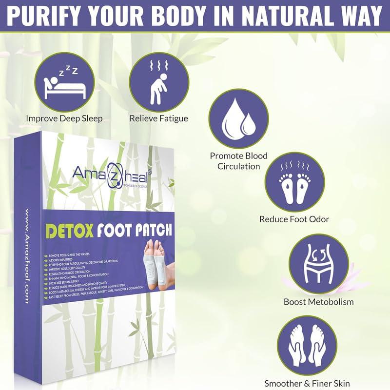 AMAZHEAL AMAZHEAL Premium Detox Foot Pad, Cleansing Toxin Remover Foot Patches, Organic Patch, For Men & Women (1 BOX = 30 Patches For 15 Days)
