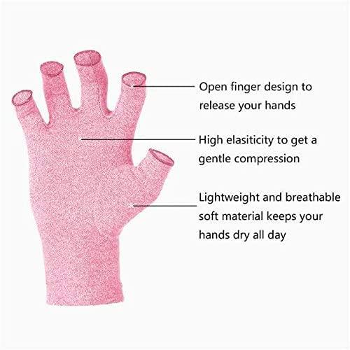 Duerer Duerer Arthritis Gloves Women Men, Carpal Tunnel, Rheumatiod, Tendonitis, Fingerless Hand Thumb Compression Gloves, Pink, Small (1 Pair)