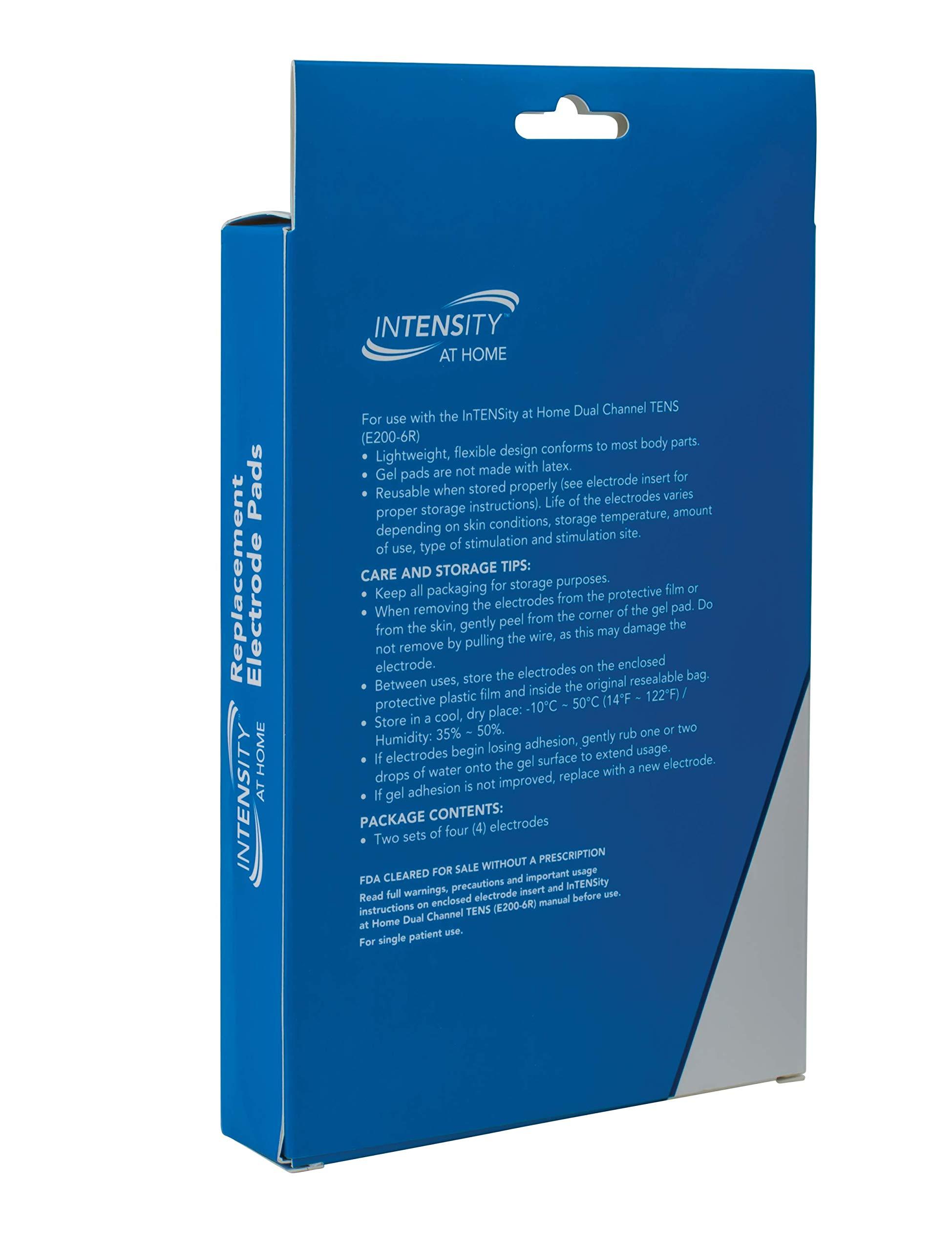 Roscoe Medical Intensity at Home TENS Unit Pads - Premium OTC TENS Unit Replacement Pads, 2\" X 2\", Compatible with Most TENS Machines, Replacement Tens Electrodes Value Pack, 8 Count