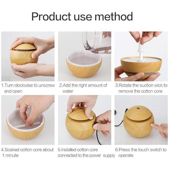 VIDORA VIDORA Wooden Cool Mist Humidifiers Essential Oil Diffuser Aroma Air Humidifier with Colorful Change for Car, Office, Babies, humidifiers for Home, air humidifier for Room