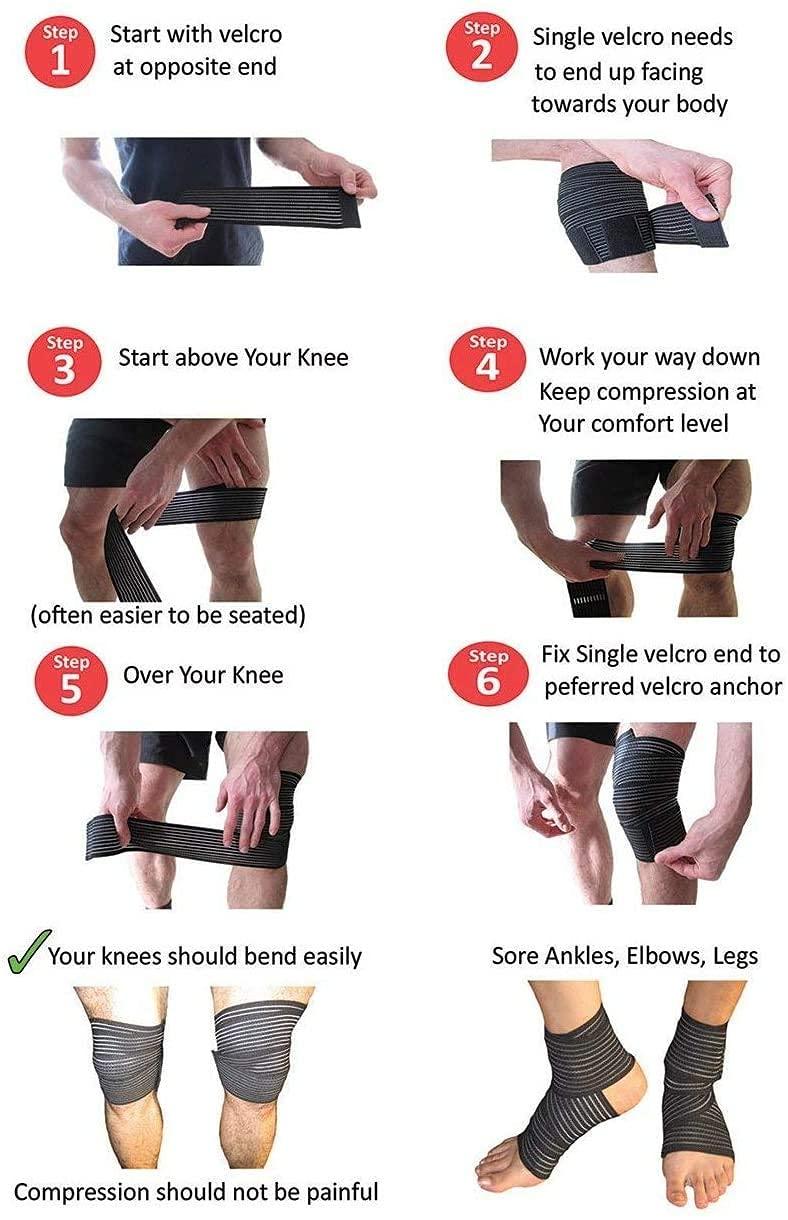 LIFE HUB LIFE HUB Elastic Knee Compression Bandage Wraps Support for Legs,Thighs,Hamstrings Ankle & Elbow Elastic Compression Knee Wraps Perfect for Squats, Weightlifting, Olympic Cross fit (Pack of 2)